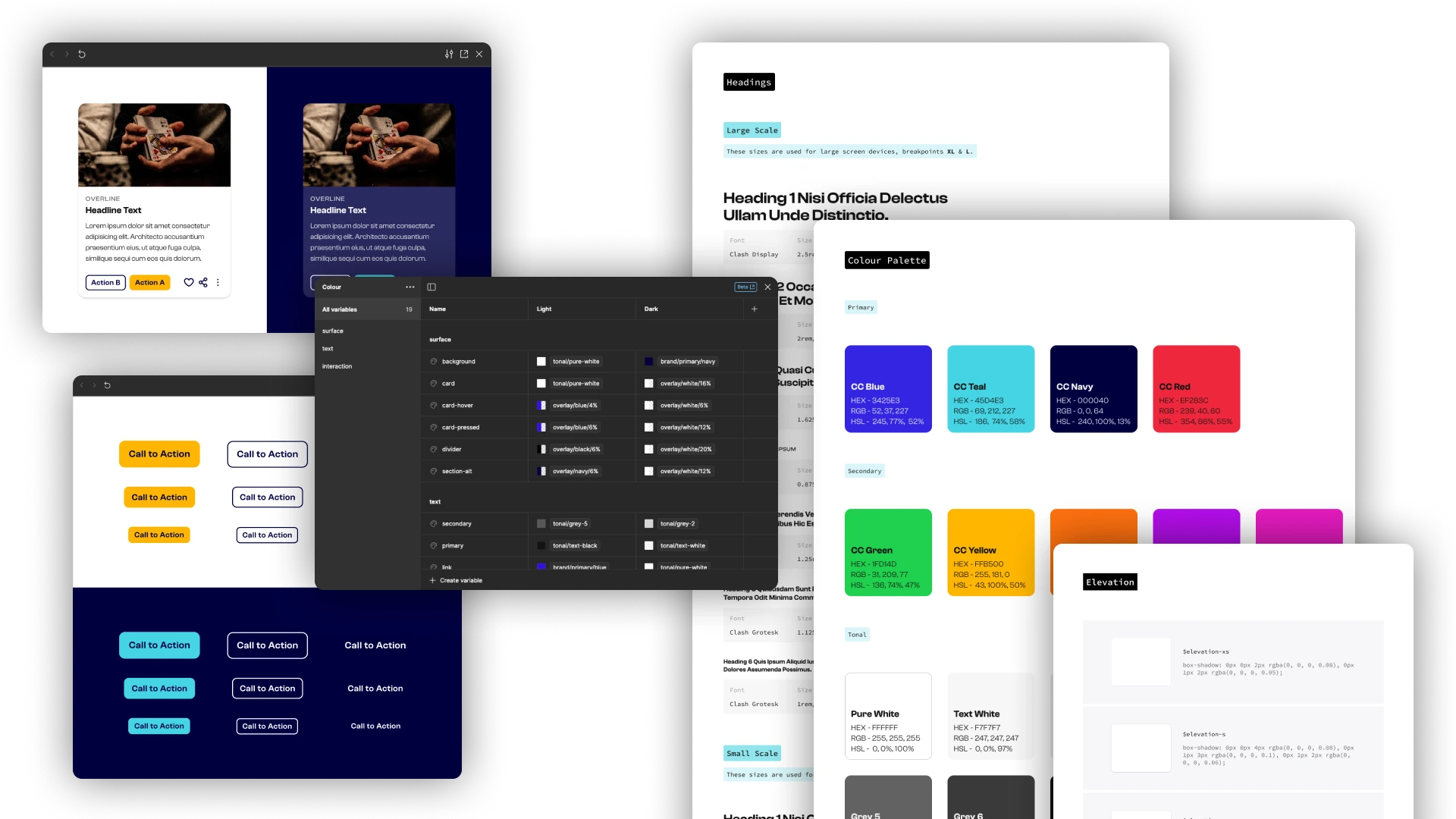 Examples from the new cardschat design system