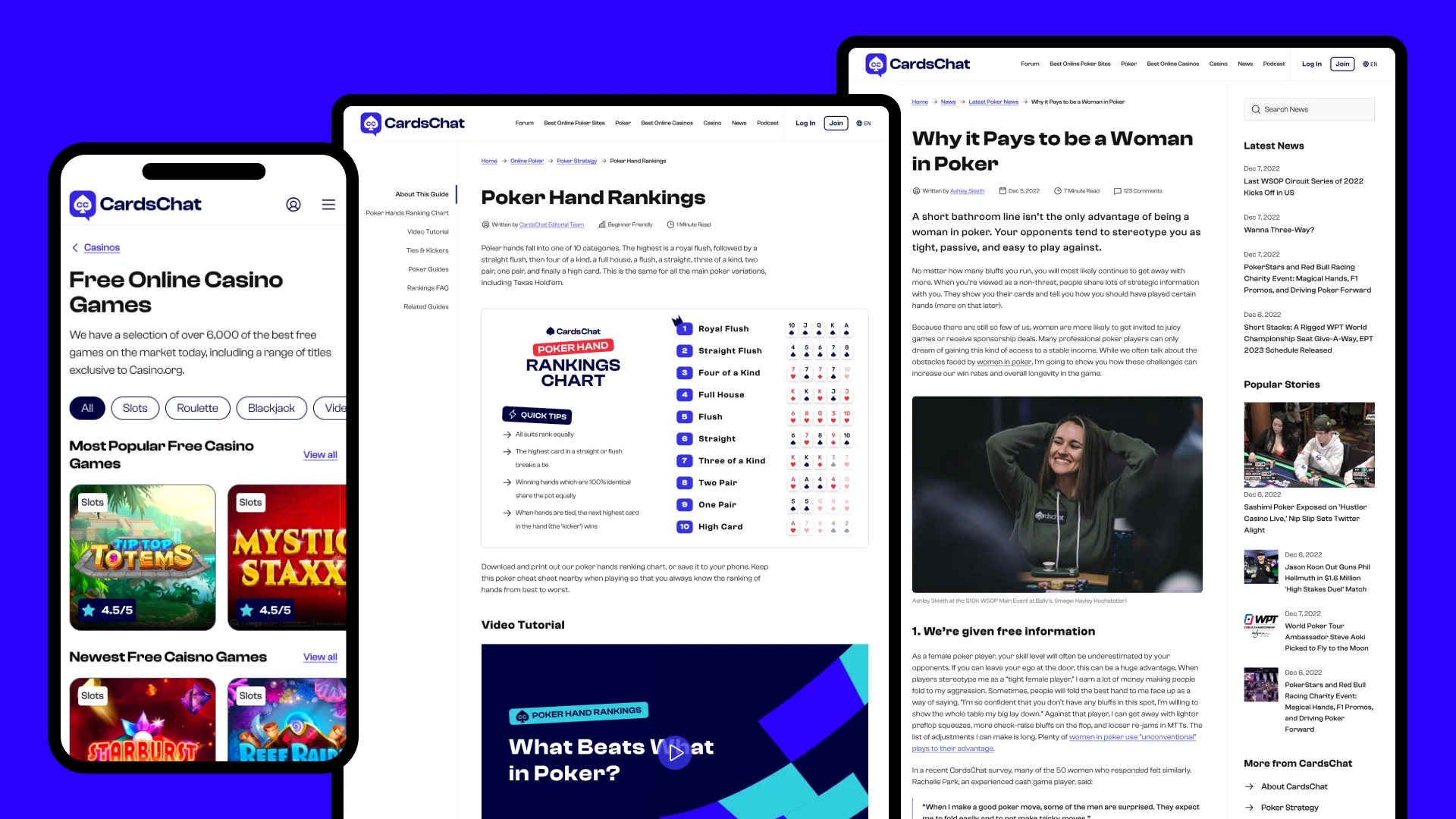 Redesigned pages with the new CardsChat branding